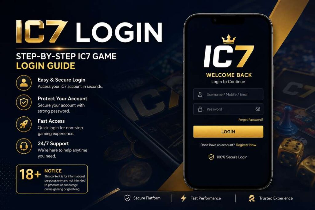 IC7 Login step-by-step game login guide with secure mobile login interface